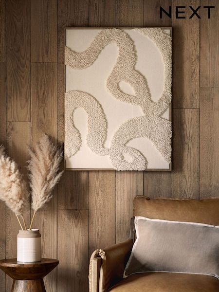 Natural Fabric Boucle Abstract Framed Wall Art (AN8171) | €75