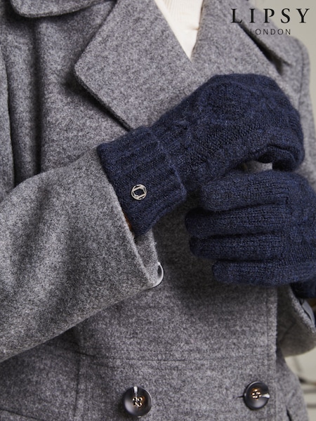 Sininen - Lipsy Cosy Cable Gloves (AN8192) | €15