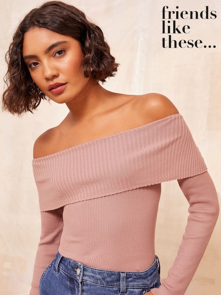Friends Like These Off The Shoulder Rib Jumper (AN8199) | €28