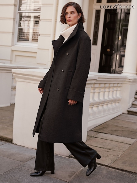 Love & Roses Funnel Neck Button Coat (AN8260) | 479 LEI
