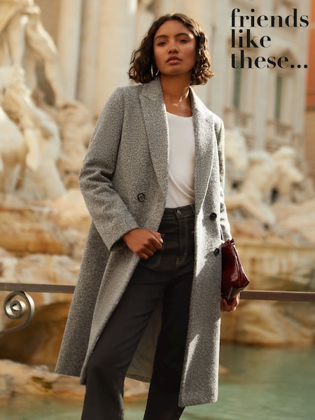 Friends Like These Grey Mid Length Boucle Coat (AN8269) | €83