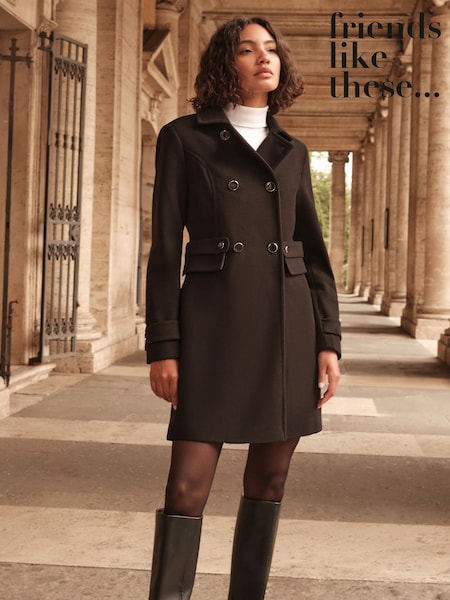 Friends Like These Black Double Breasted Princess Coat (AN8271) | €66