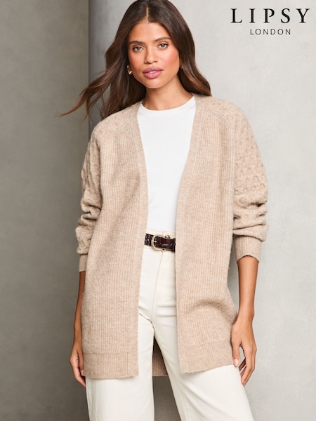 Lipsy Cosy Knitted Honeycomb Sleeve Longline Cardigan (AN8275) | €25