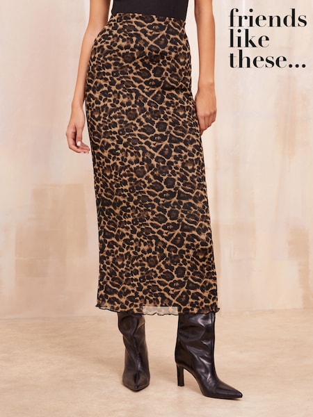 Friends Like These Print Chiffon Bias Animal Print Maxi Skirt (AN8419) | ‏151‏₪