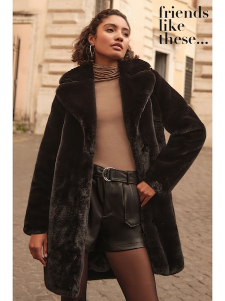Friends Like These Longline Faux Fur Coat (AN8482) | ‏377‏₪