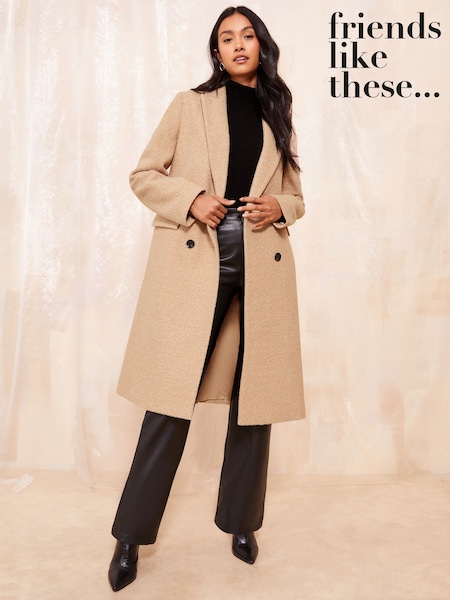 Friends Like These Brown Mid Length Boucle Coat (AN8498) | €59