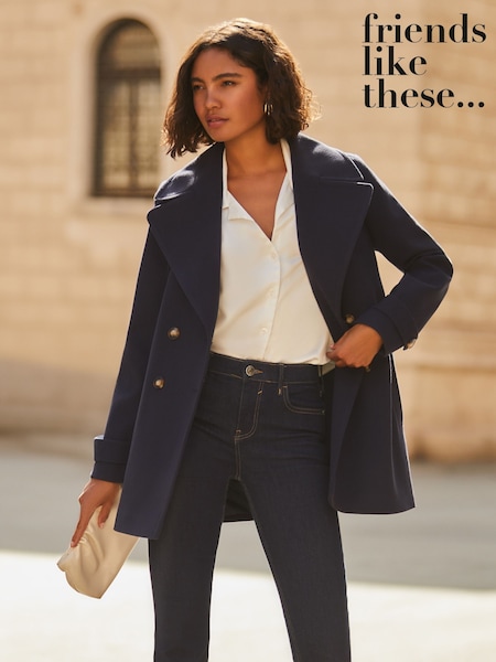 Friends Like These Double Breasted Peacoat (AN8511) | 364 LEI