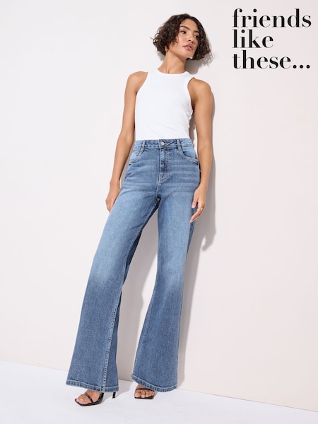 Friends Like These Mid Blue Relaxed Wide Leg Jeans (AN8606) | €52