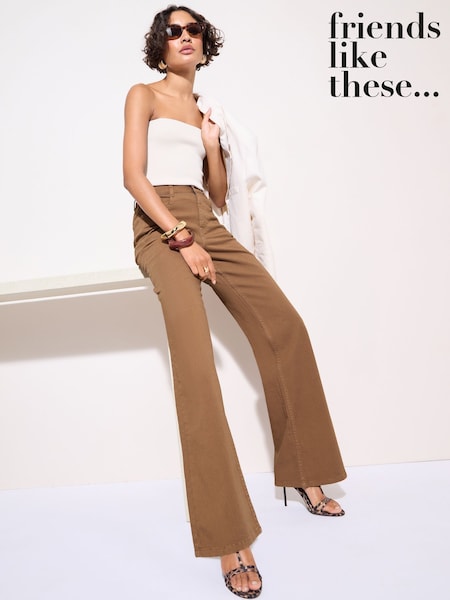 بني - Friends Like These Relaxed Wide Leg Jeans (AN8611) | ‏20 ر.ع.‏