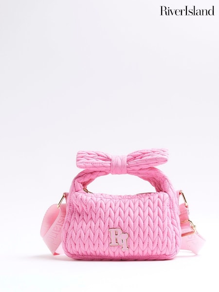 River Island Pink Girls Weave Nylon Grab Bag (AN8634) | €29
