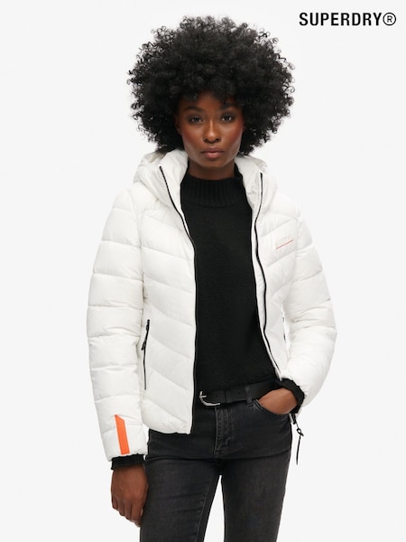 Superdry White Hooded Microfibre Padded Jacket (AN8659) | €64