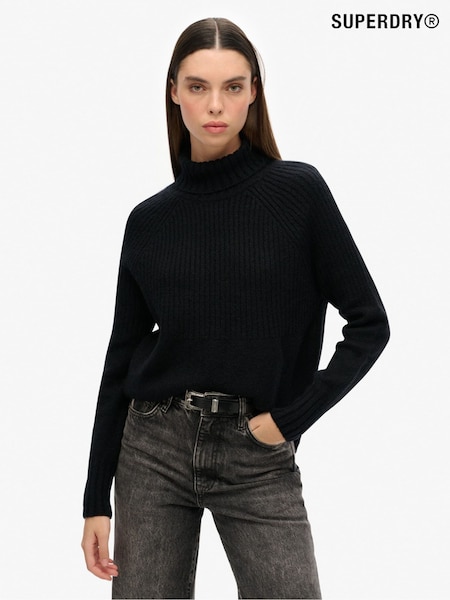 Superdry Blue Essential Rib Knit Rollneck Jumper (AN8670) | AZN 125