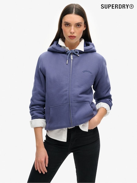 Superdry Blue Borg Lined Zip 100% Cotton Hoodie (AN8689) | 346 QAR