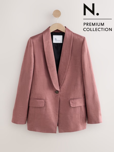 Pink Premium Single Breasted Satin Blazer with Linen (AN8704) | €104