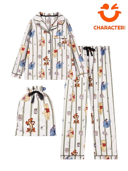 Green - Character Disney Ladies Winnie The Pooh Button Up Pyjamas