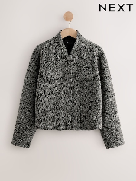 Neutral/Grey Black/White - Boucle Collarless Jacket (AN8716) | R$ 420