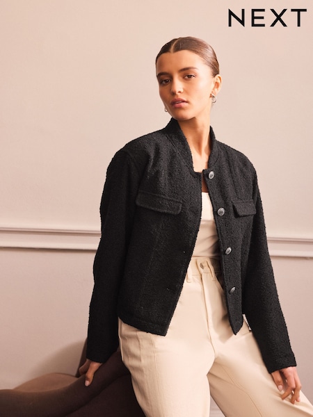 Black Boucle Collarless Jacket (AN8717) | €64