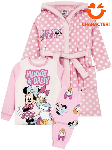 Pink - Character Disney Minnie Mouse And Daisy Duck Pyjamas And Dressing Gown