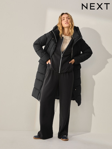 Black Shower Resistant Padded Hooded Coat (AN8740) | €84