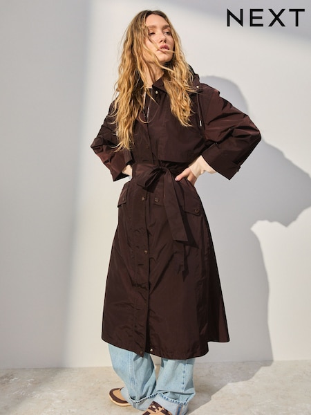Chocolate Brown Waterproof Trench Coat (AN8743) | €103