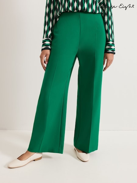 Phase Eight Green Aubrielle Petite Wide Leg Trousers (AN8755) | 195 QAR