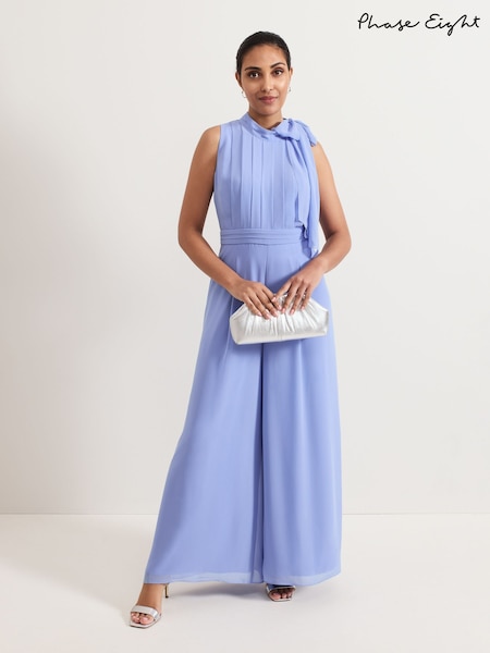 Phase Eight Blue Petite Lucie Tie Neck Jumpsuit (AN8765) | €203