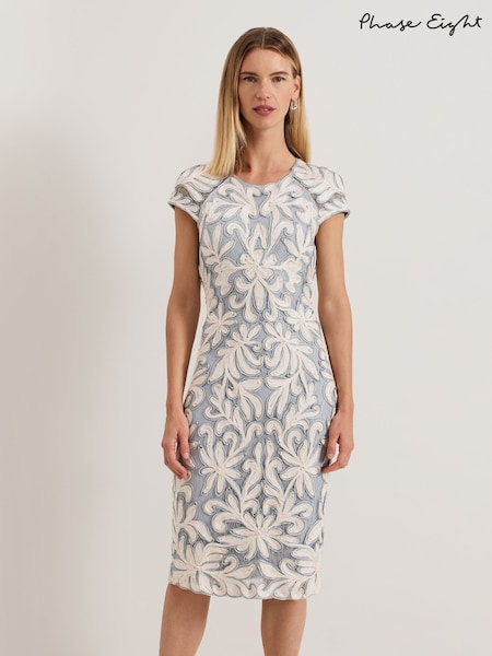 Phase Eight Blue Karima Tapework Midi Dress (AN8767) | €324