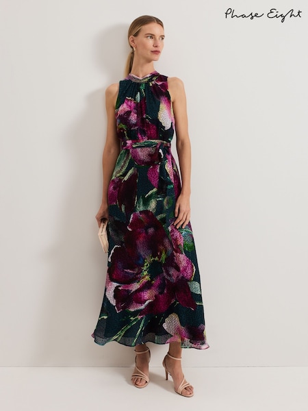 Phase Eight Natural Molly Silk Mix Floral Textured Maxi Dress (AN8774) | €370