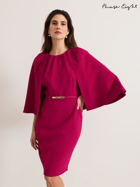Phase Eight Pink Veronica Cape Belted Midi Dress (AN8781) | €267