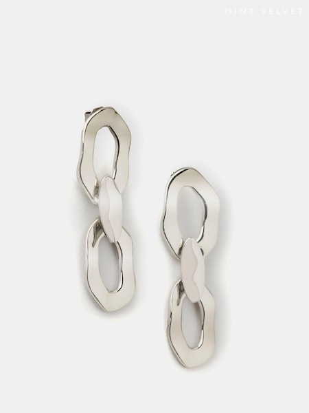 Mint Velvet Silver Tone Hammered Chain Earrings (AN8812) | €32