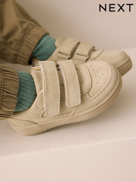 Neutral Stone Suede Touch Fastening Trainers (AN8816) | €30 - €33