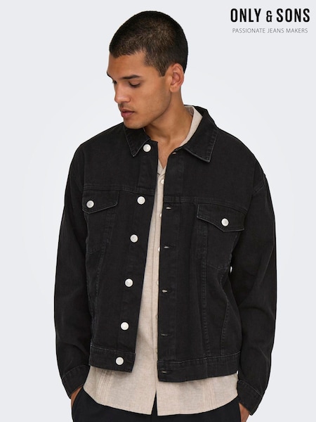 Czarny - Only & Sons Denim 100% Cotton Jacket (AN8818) | 165 zł