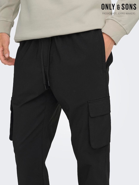 Only & Sons Black Slim Fit Straight Leg Tech Cargo Trousers (AN8827) | €30