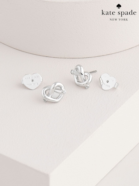 kate spade new york Silver Tone Loves Me Knot Studs Earrings (AN8917) | €27