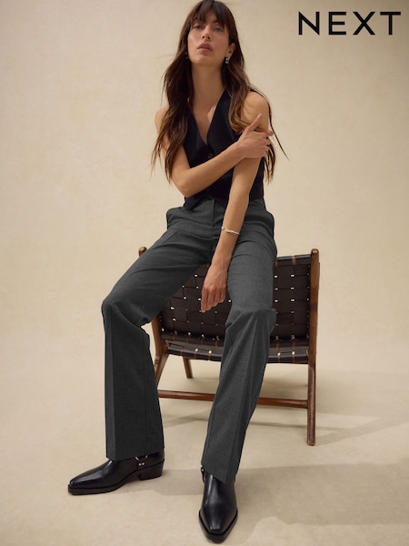 אפור - Check Bootcut Sculpting Tailored Trousers (AN8926) | ‏120‏₪