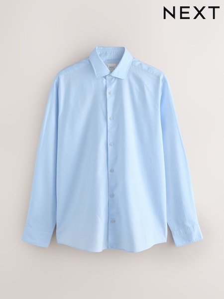 Light Blue Regular Fit Washed Dobby Long Sleeve Smart Cutaway Collar 100% Cotton Shirt (AN8933) | €43