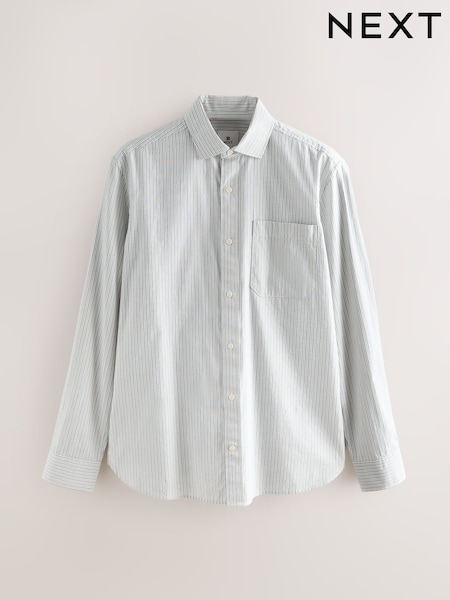 Grey Fine Stripe Regular Fit 100% Cotton Long Sleeve Formal Cutaway Collar Shirt (AN8943) | €40