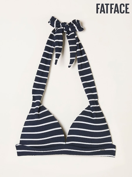 FatFace Cody Navy Textured Breton Stripe Bikini Top (AN8948) | €42