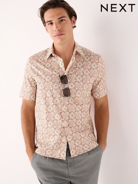 بلاط بني مزركش - Print Short Sleeve Shirt (AN8953) | ‏153 د.إ.‏