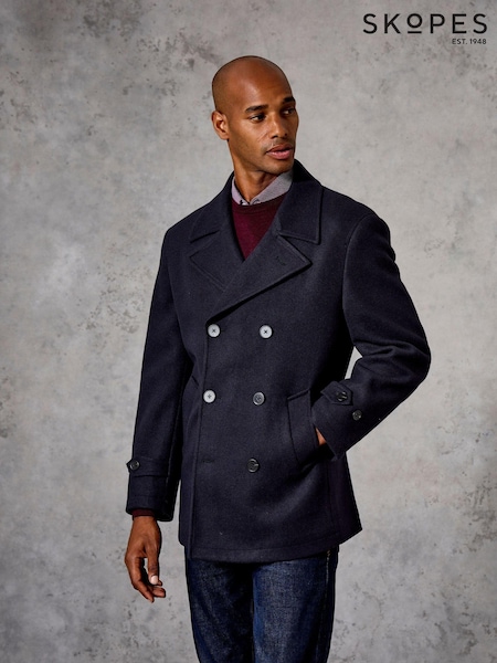 Skopes Tailored Fit Double Breasted Russell Pea Coat (AN9037) | €211