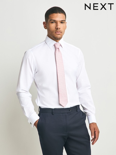 White/Pink with Pocket Square Slim Fit Occasion Shirt And Tie (AN9040) | €48