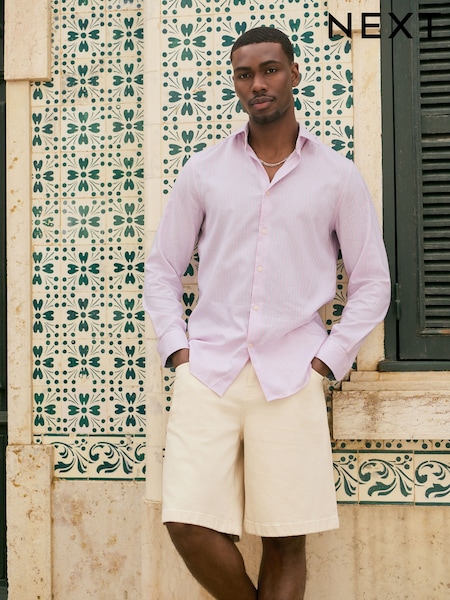 Pink Bengal Stripe Regular Fit 100% Cotton Long Sleeve Shirt (AN9043) | € 35