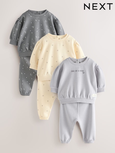 Charcoal Grey & Cream Baby Sweatshirt & Joggers 6 Piece Set (AN9065) | AED163 - AED173