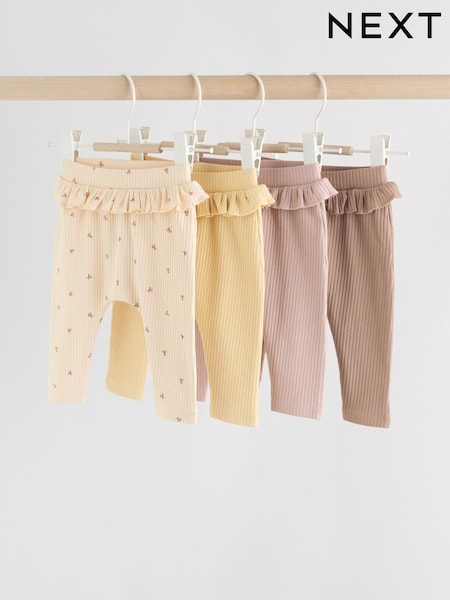 Purple/Yellow/Cream Ditsy Baby Leggings 4 Pack (0mths-2yrs) (AN9082) | 84 QAR - 94 QAR