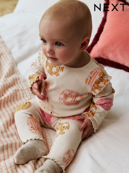 Cream/Pink Halloween Pumpkin Baby Top and Leggings 2 Piece Set (0mths-2yrs) (AN9098) | AED51 - AED61