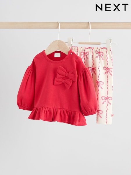 Red/Cream Baby Bow Sweaters and Leggings Set 2 Piece (0mths-2yrs) (AN9112) | €17 - €20