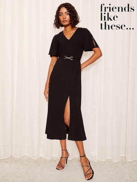 Friends Like These Short Tulip Sleeve Ruched Body Midi Dress (AN9296) | €62
