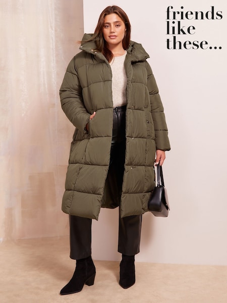 Friends Like These Green Curve Hood Quilted Padded Coat (AN9360) | 17,315 ISK