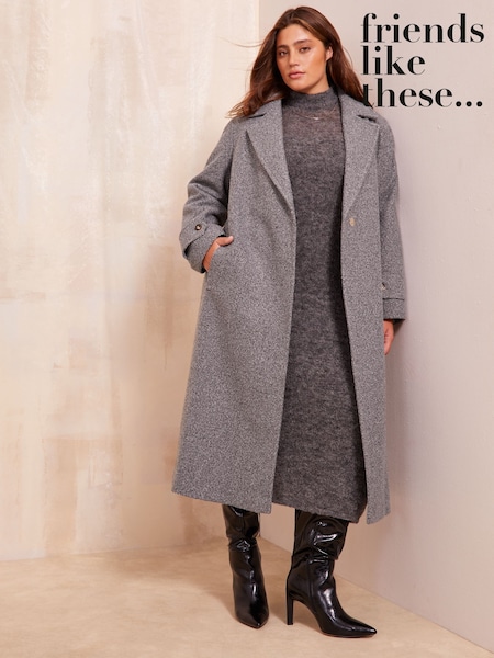 Grau - Friends Like These – Wickelmantel mit Gürtel, Curve (AN9365) | 121 €