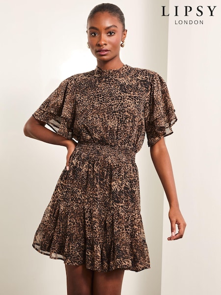 Lipsy Animal Printed Short Sleeve Mini Dress (AN9376) | €45